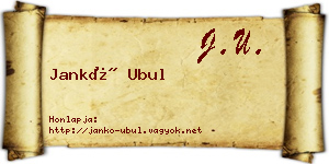Jankó Ubul névjegykártya